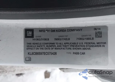 2014 Chevrolet Spark Ls Auto from USA, damaged, VIN KL8CB6S97EC575426